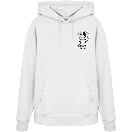 Finger Cow Statement-Print – Weiss Hoodie | GÖRL Bio-Baumwolle, DTF-Druck in DE