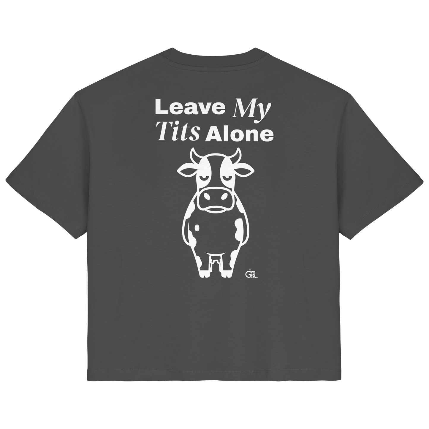 Angry Cow Rücken-Print – Anthracite Fitted Shirt | GÖRL Feminist Statement Wear Berlin