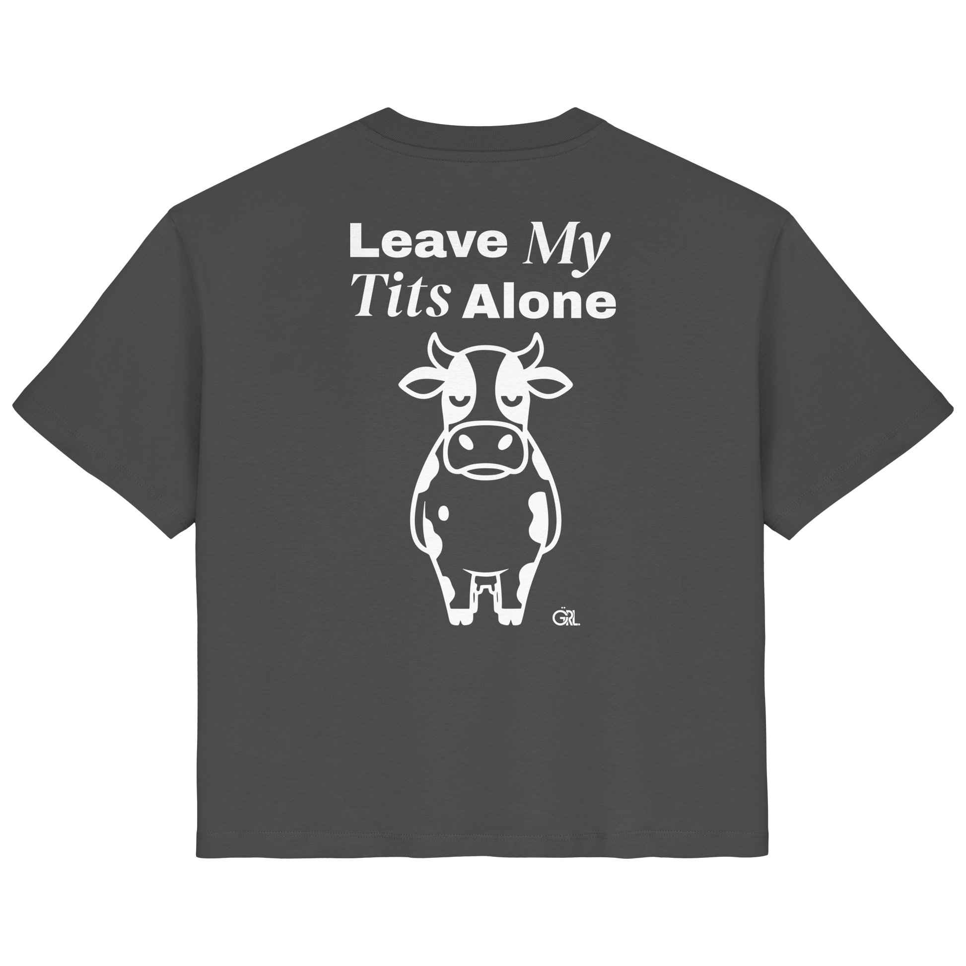 Angry Cow Rücken-Print – Anthracite Fitted Shirt | GÖRL Feminist Statement Wear Berlin