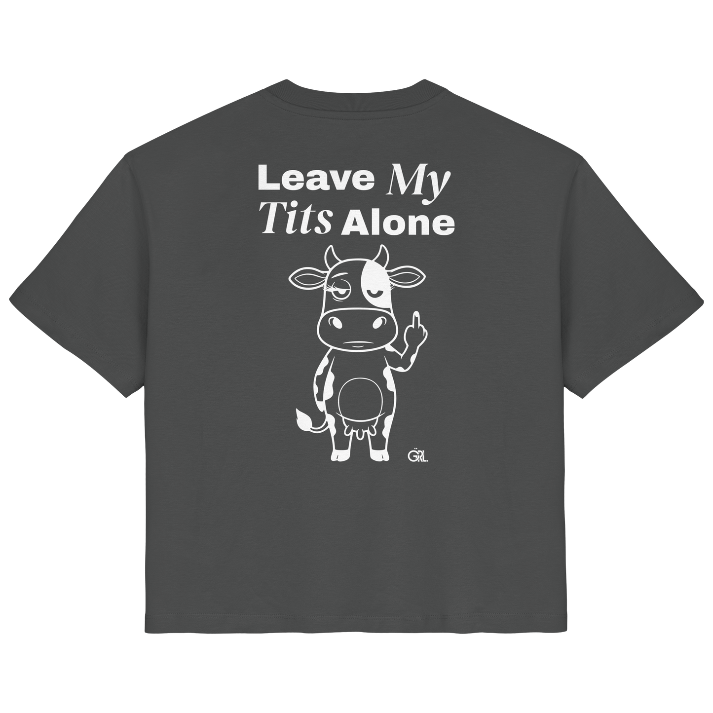 Finger Cow Rücken-Print – Anthracite Fitted Shirt | GÖRL Feminist Statement Wear Berlin