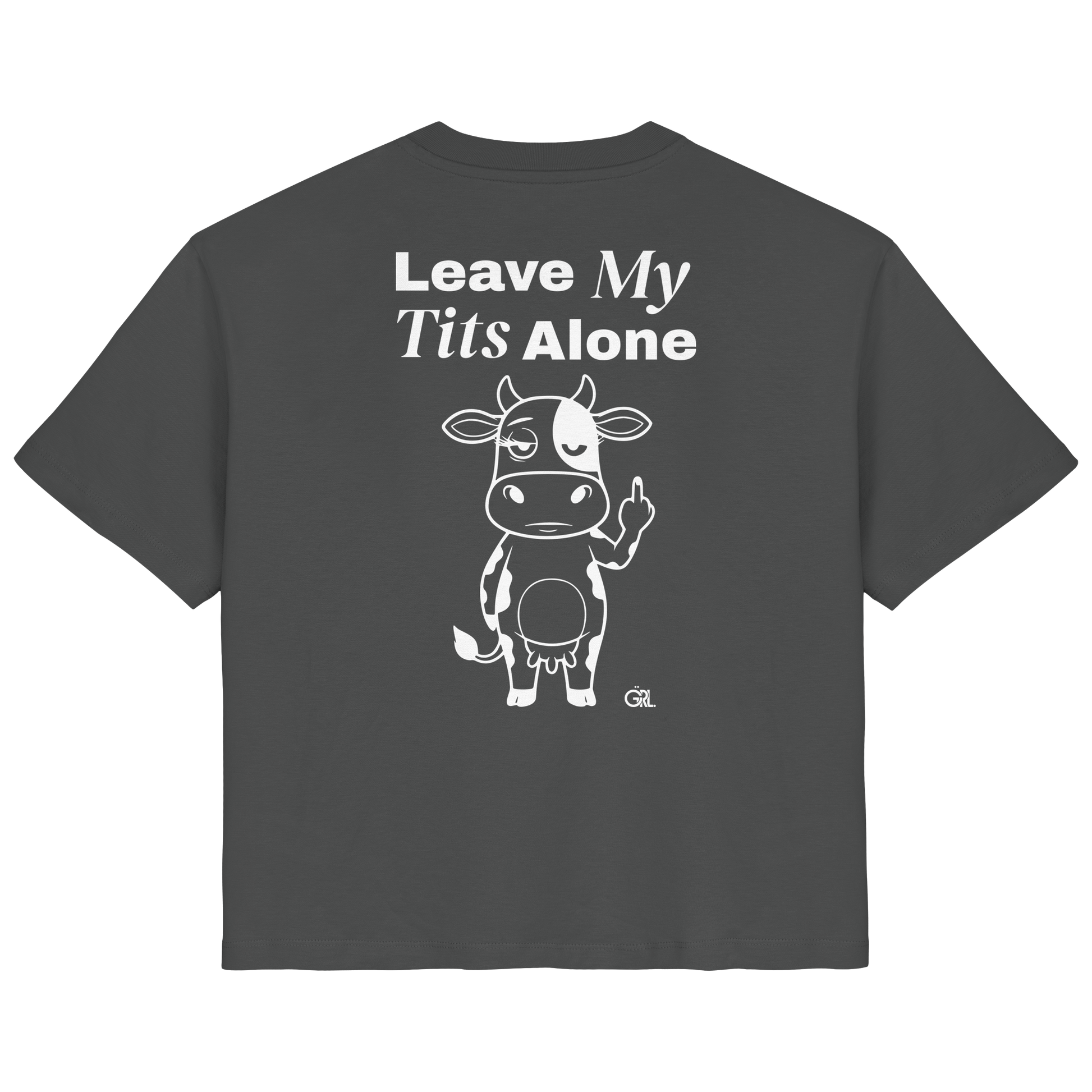 Finger Cow Rücken-Print – Anthracite Fitted Shirt | GÖRL Feminist Statement Wear Berlin