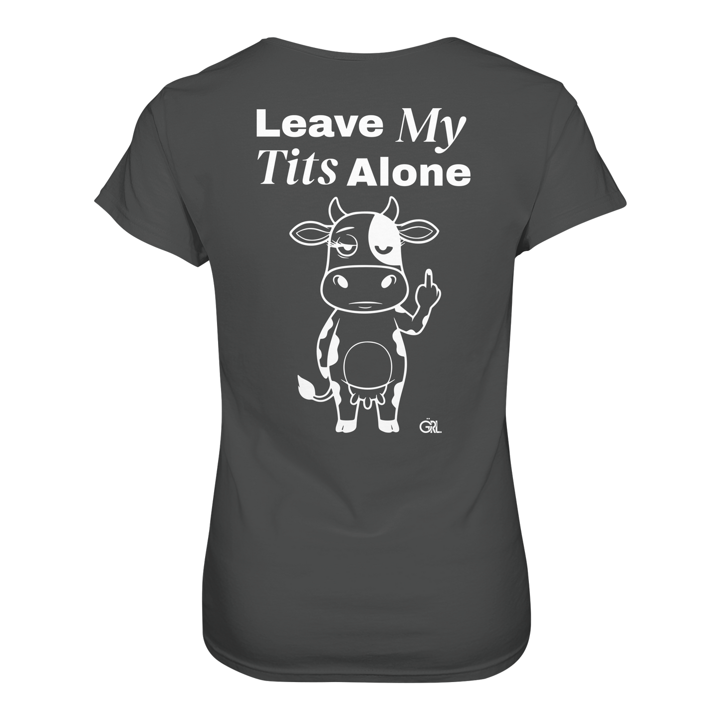 Finger Cow Rücken-Print – Anthracite Fitted Shirt | GÖRL Feminist Statement Wear Berlin