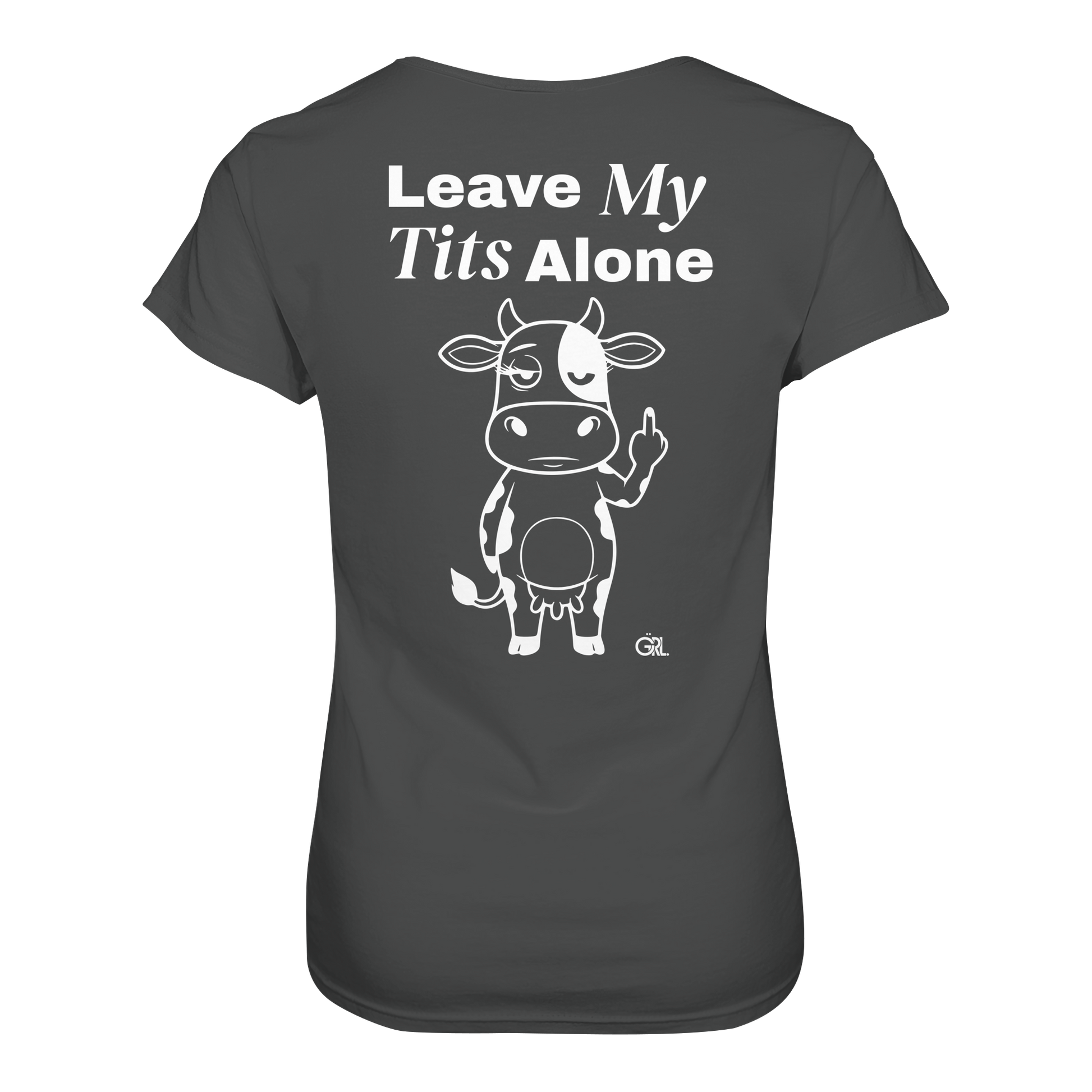 Finger Cow Rücken-Print – Anthracite Fitted Shirt | GÖRL Feminist Statement Wear Berlin