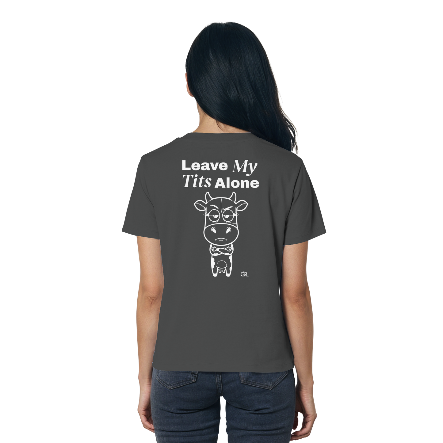 Annoyed Cow Rücken-Print – Anthracite Fitted Shirt | GÖRL Feminist Statement Wear Berlin