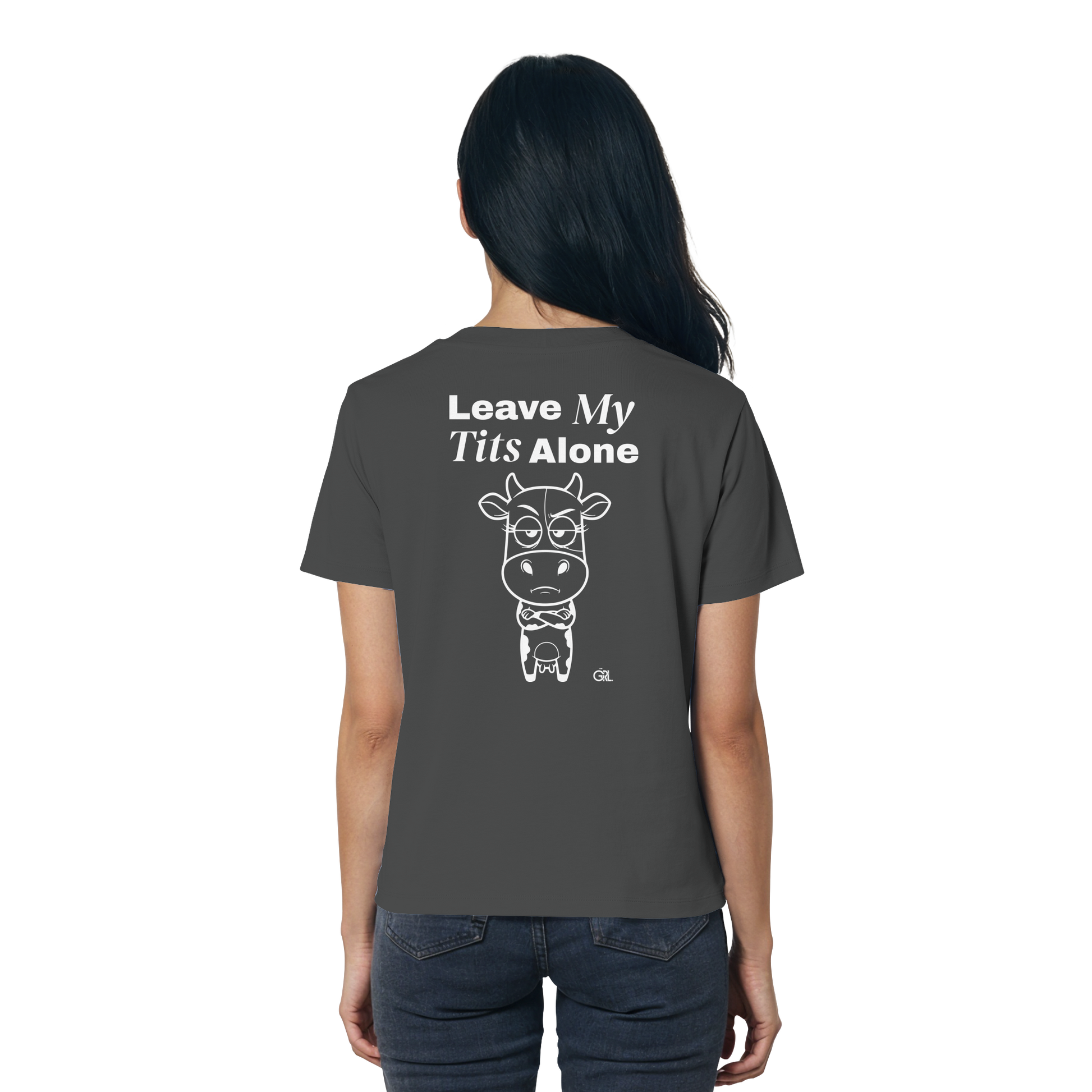 Annoyed Cow Rücken-Print – Anthracite Fitted Shirt | GÖRL Feminist Statement Wear Berlin