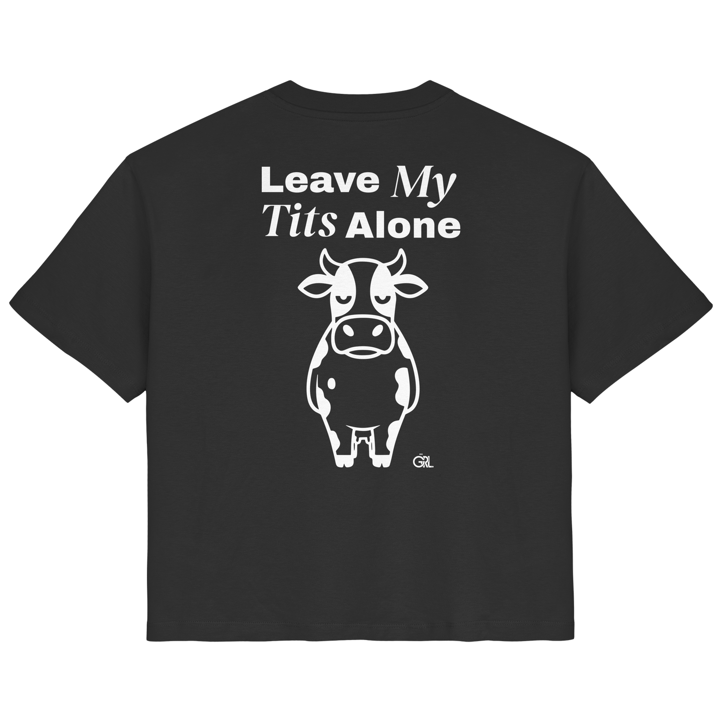Angry Cow Rücken-Print – Schwarz Fitted Shirt | GÖRL Feminist Statement Wear Berlin