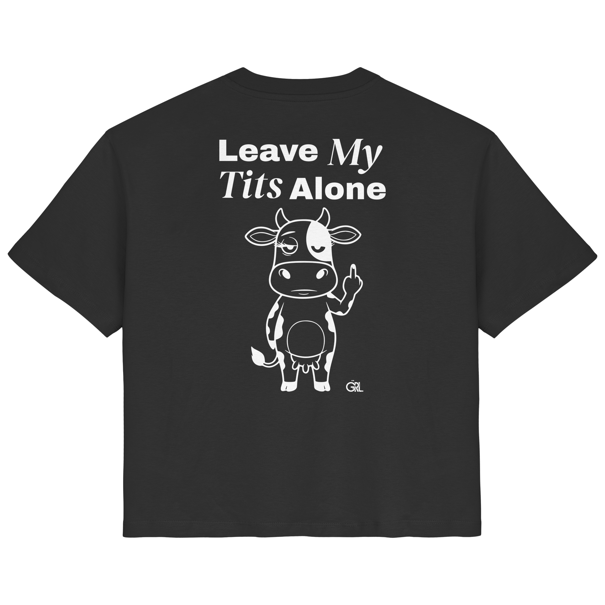 Finger Cow Rücken-Print – Schwarz Fitted Shirt | GÖRL Feminist Statement Wear Berlin