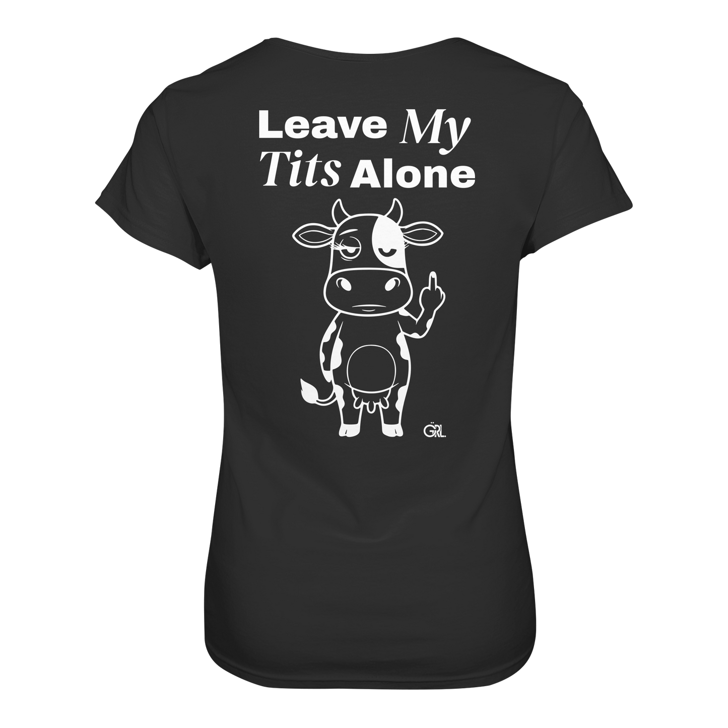 Finger Cow Rücken-Print – Schwarz Fitted Shirt | GÖRL Feminist Statement Wear Berlin