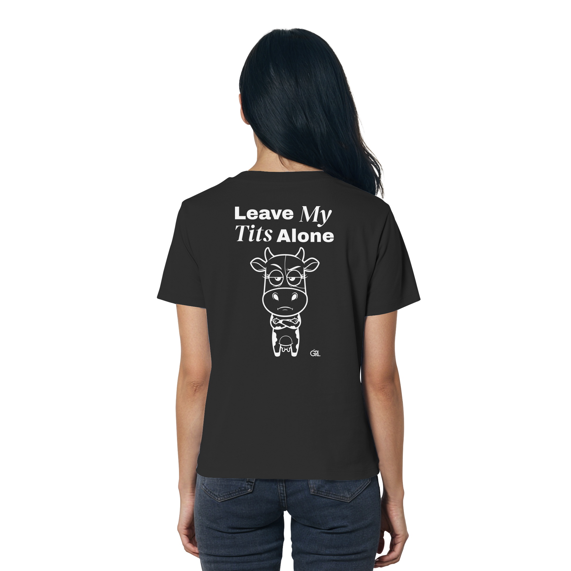 Annoyed Cow Rücken-Print – Schwarz Fitted Shirt | GÖRL Feminist Statement Wear Berlin