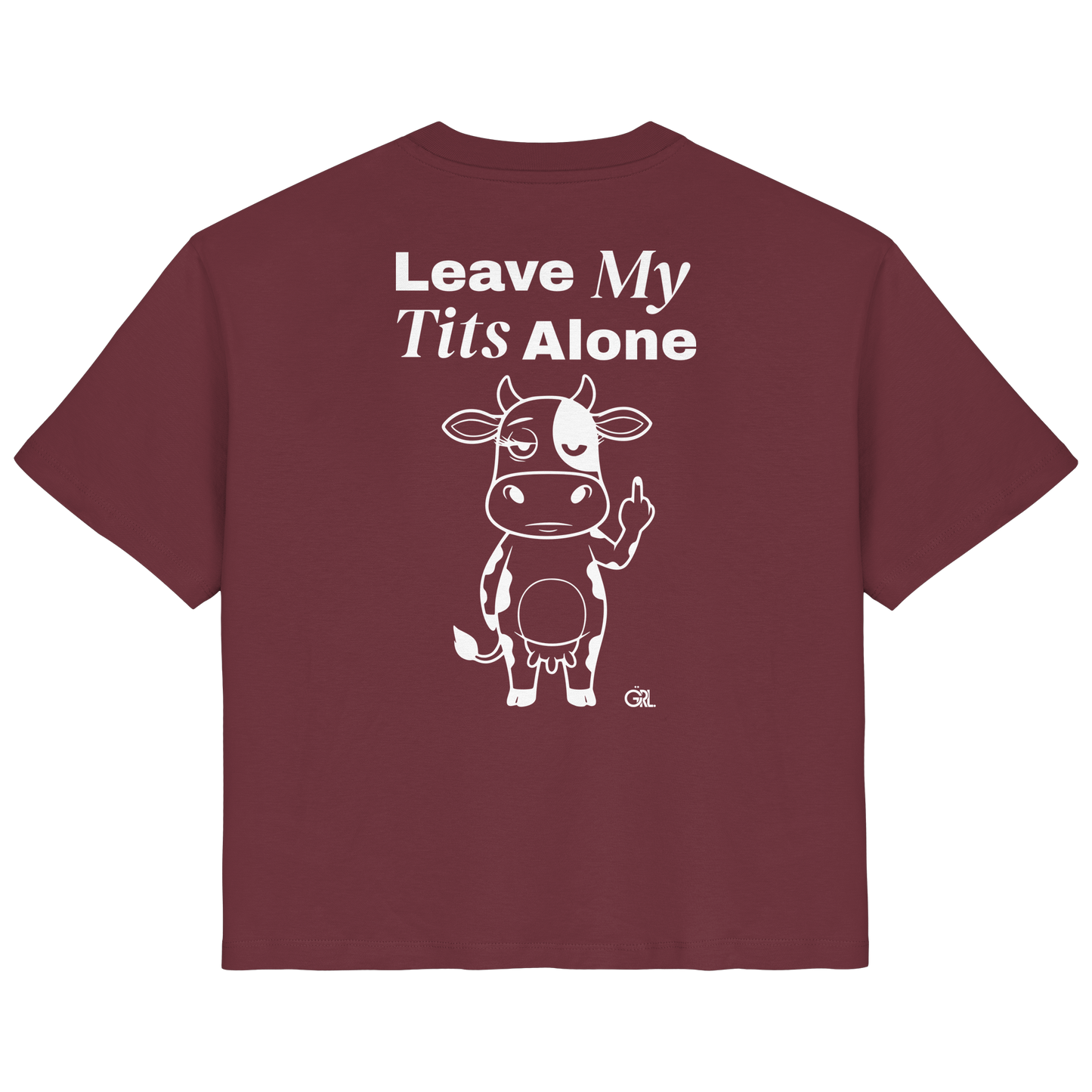 Finger Cow Rücken-Print – Burgundy Fitted Shirt | GÖRL Feminist Statement Wear Berlin