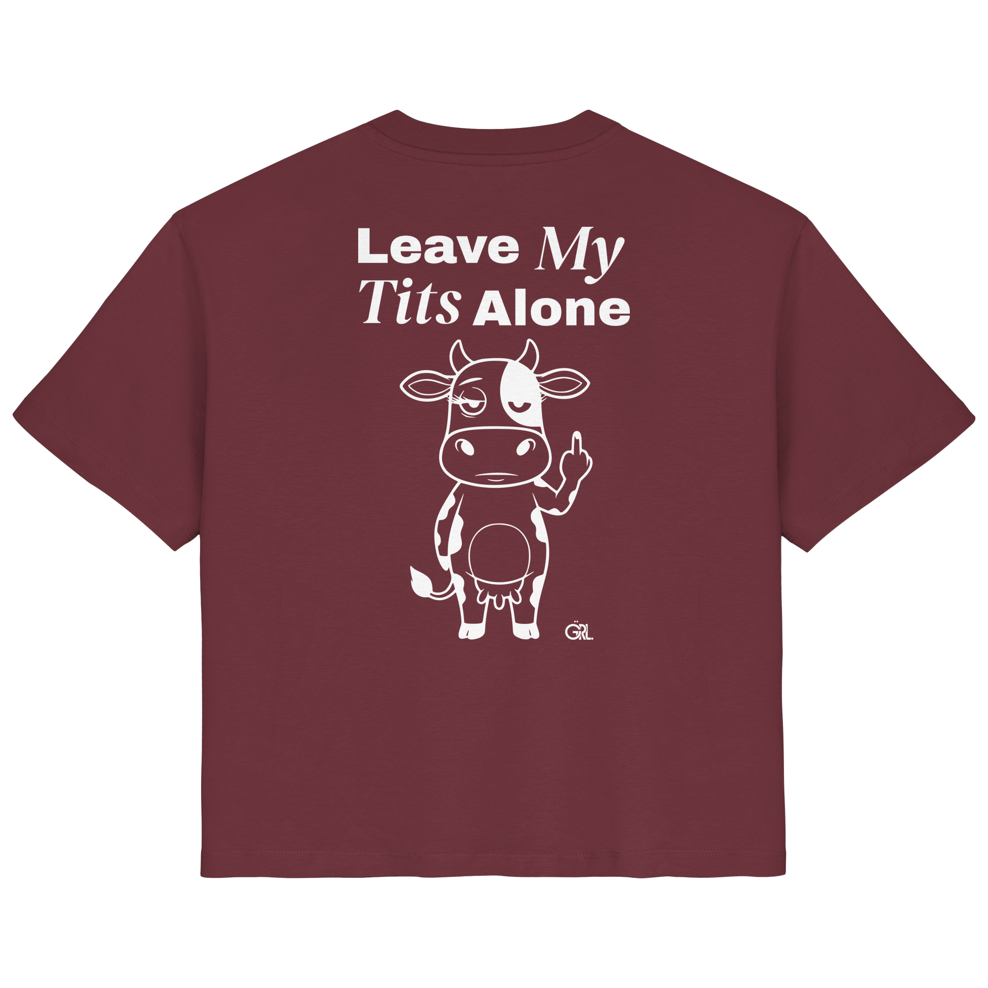 Finger Cow Rücken-Print – Burgundy Fitted Shirt | GÖRL Feminist Statement Wear Berlin