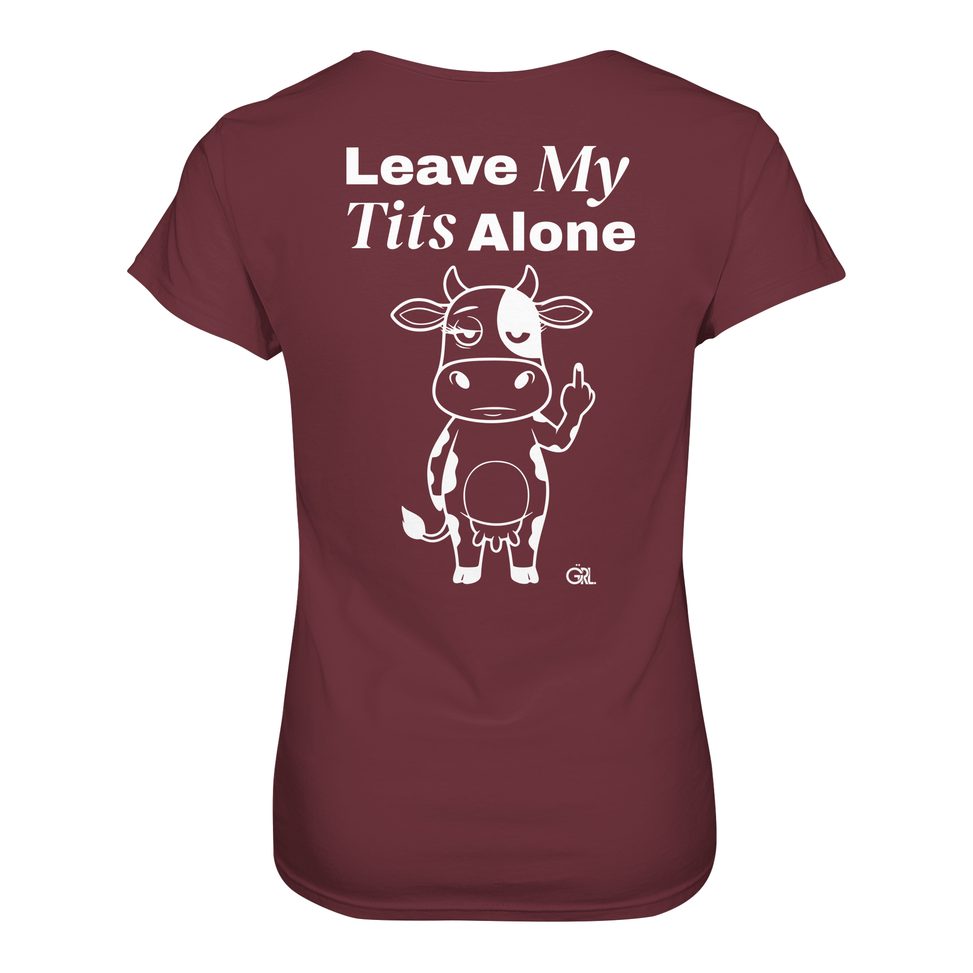 Finger Cow Rücken-Print – Burgundy Fitted Shirt | GÖRL Feminist Statement Wear Berlin