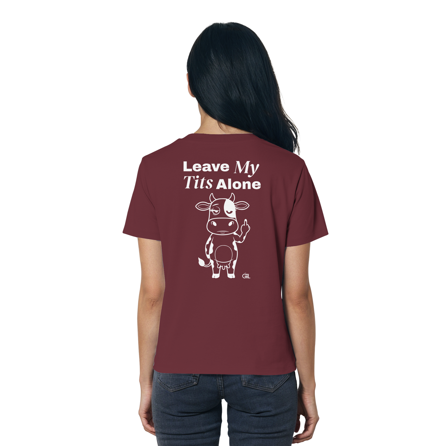 Finger Cow Rücken-Print – Burgundy Fitted Shirt | GÖRL Feminist Statement Wear Berlin