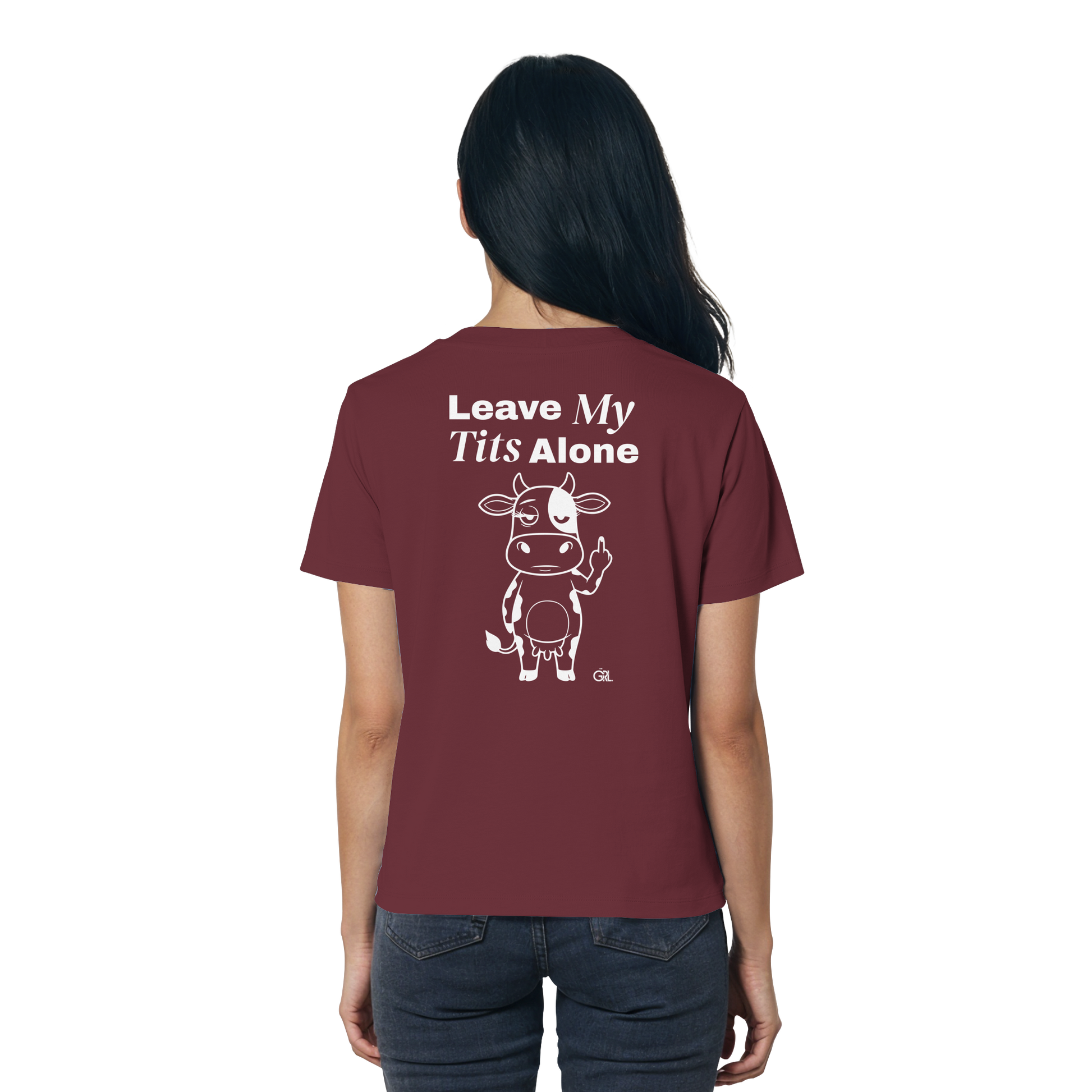 Finger Cow Rücken-Print – Burgundy Fitted Shirt | GÖRL Feminist Statement Wear Berlin