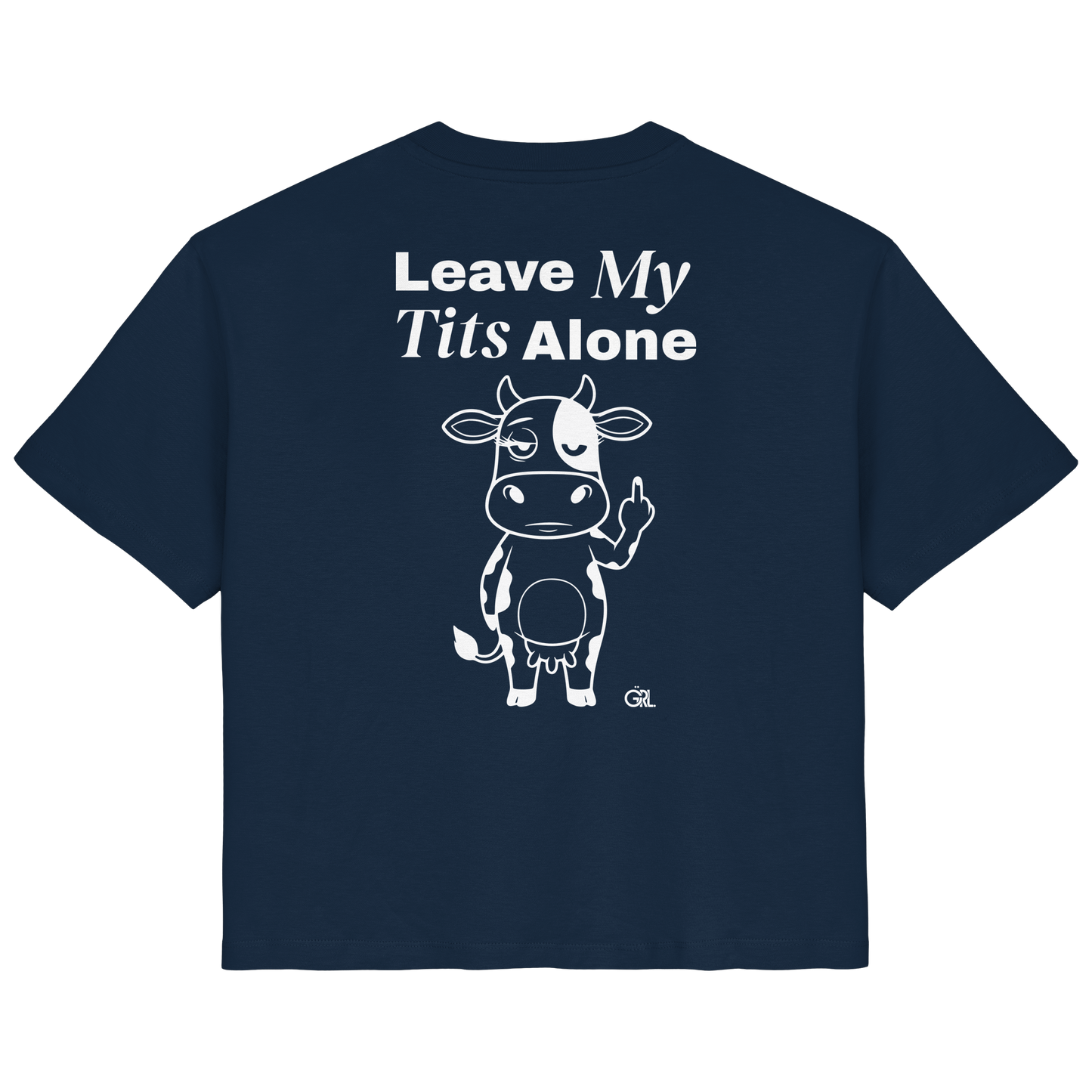 Finger Cow Rücken-Print – French Navy Fitted Shirt | GÖRL Feminist Statement Wear Berlin