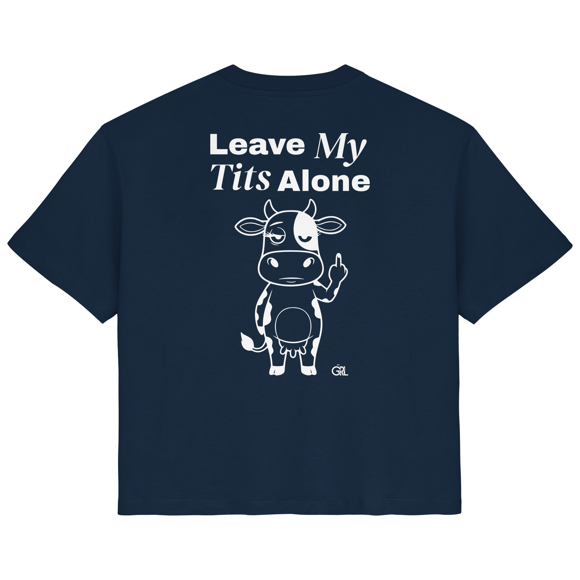 Finger Cow Rücken-Print – French Navy Fitted Shirt | GÖRL Feminist Statement Wear Berlin