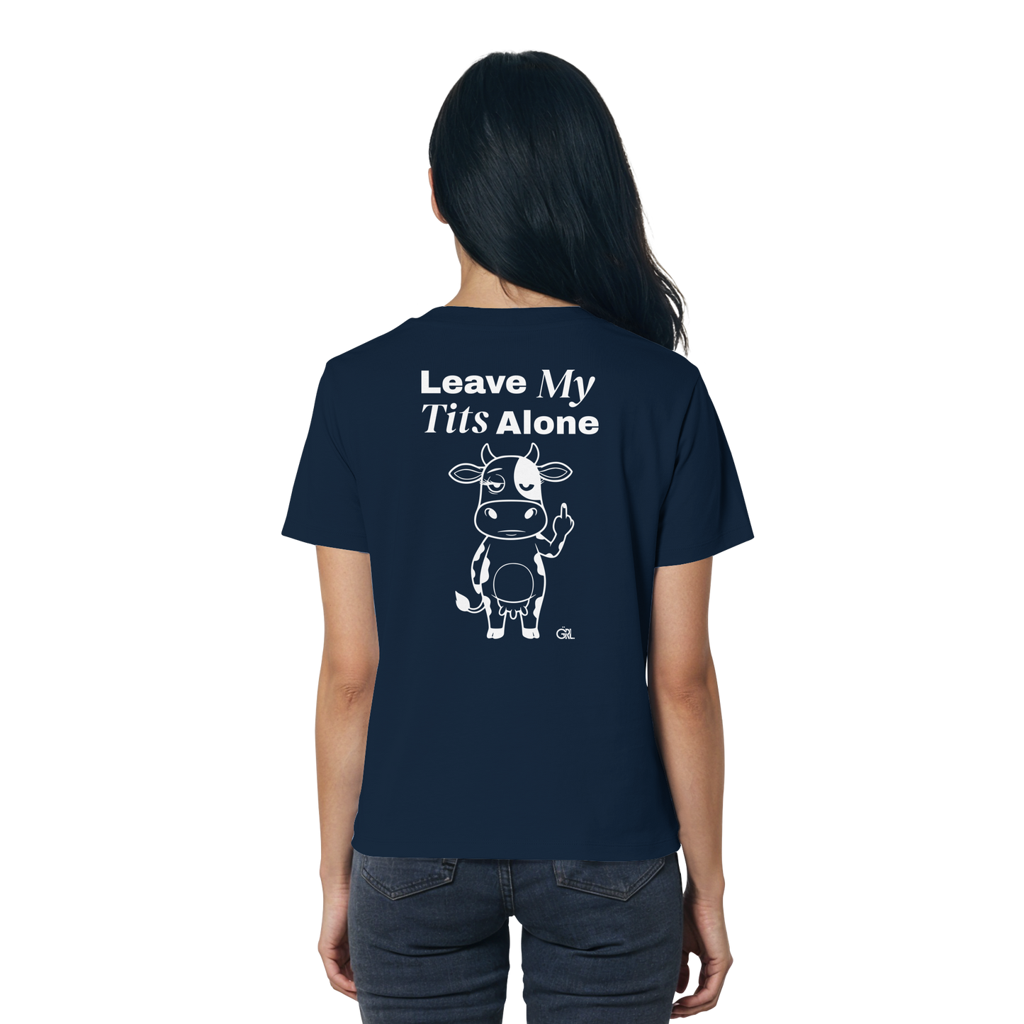 Finger Cow Rücken-Print – French Navy Fitted Shirt | GÖRL Feminist Statement Wear Berlin