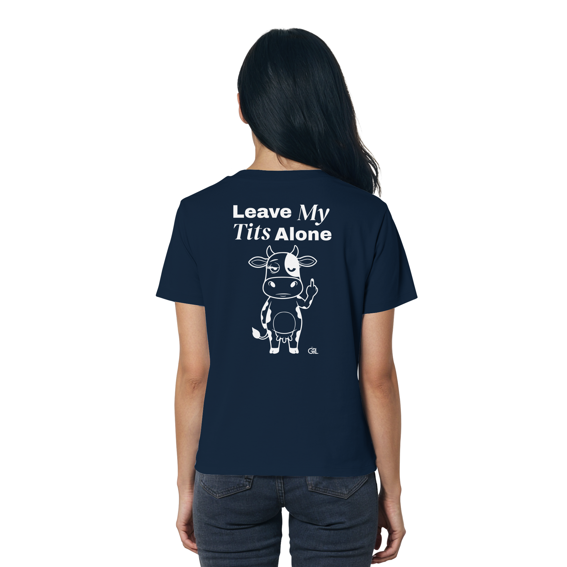 Finger Cow Rücken-Print – French Navy Fitted Shirt | GÖRL Feminist Statement Wear Berlin