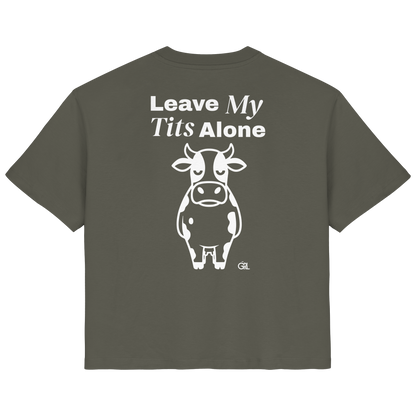 Angry Cow Rücken-Print – Khaki Fitted Shirt | GÖRL Feminist Statement Wear Berlin