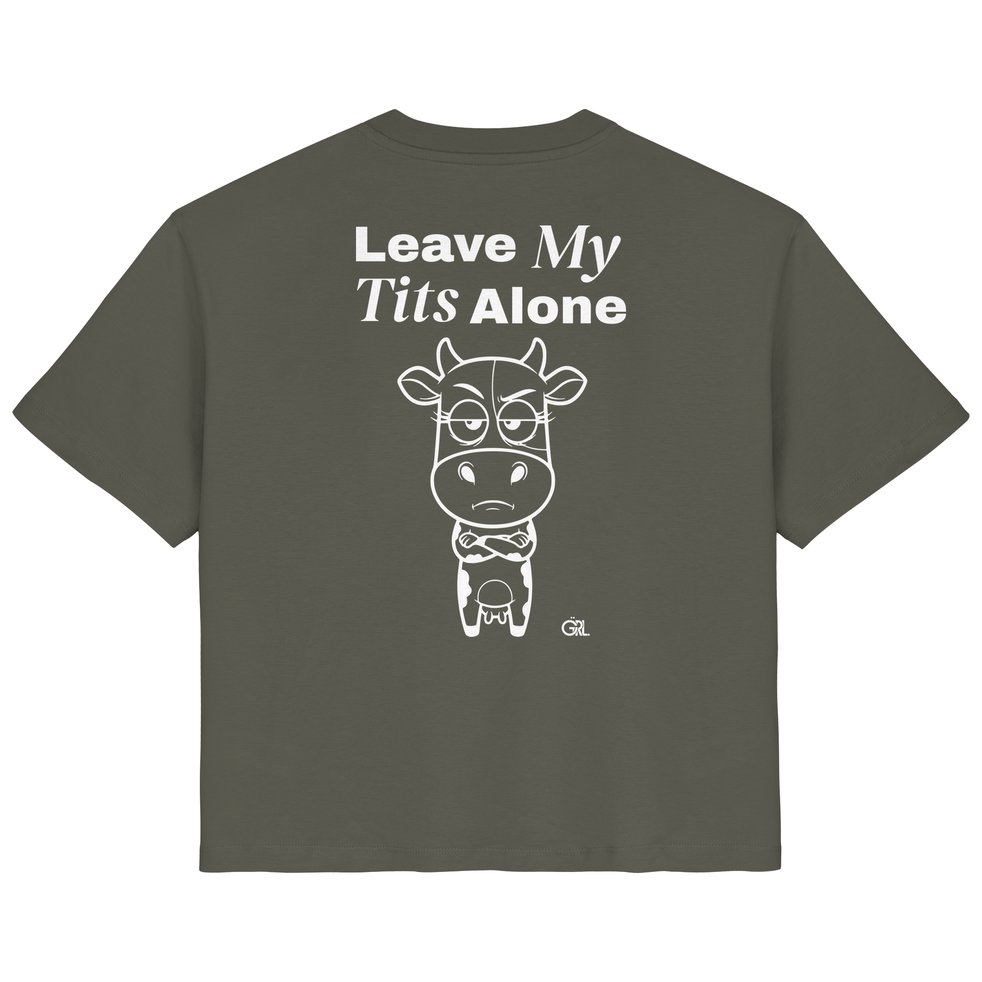 Annoyed Cow Rücken-Print – Khaki Fitted Shirt | GÖRL Feminist Statement Wear Berlin