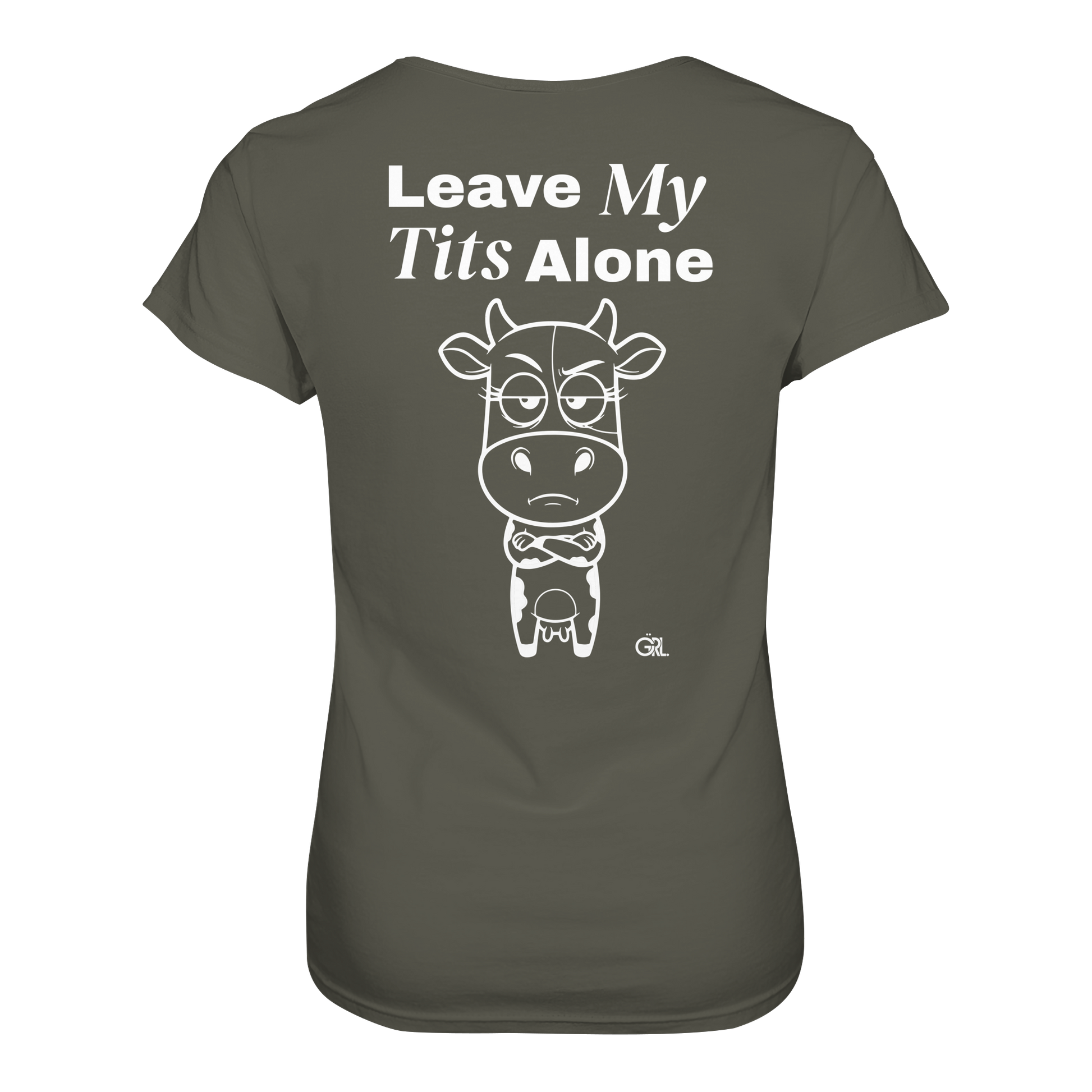 Annoyed Cow Rücken-Print – Khaki Fitted Shirt | GÖRL Feminist Statement Wear Berlin