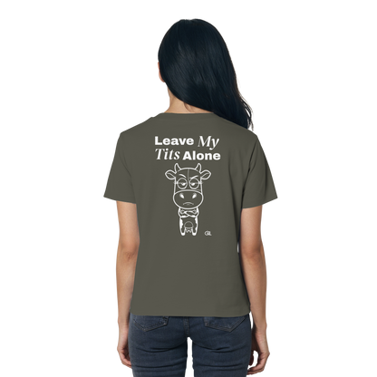 Annoyed Cow Rücken-Print – Khaki Fitted Shirt | GÖRL Feminist Statement Wear Berlin