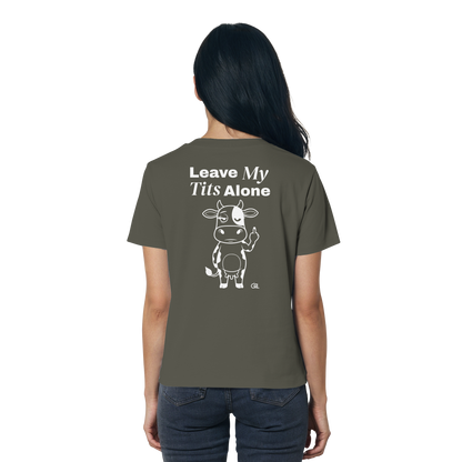 Finger Cow Rücken-Print – Khaki Fitted Shirt | GÖRL Feminist Statement Wear Berlin