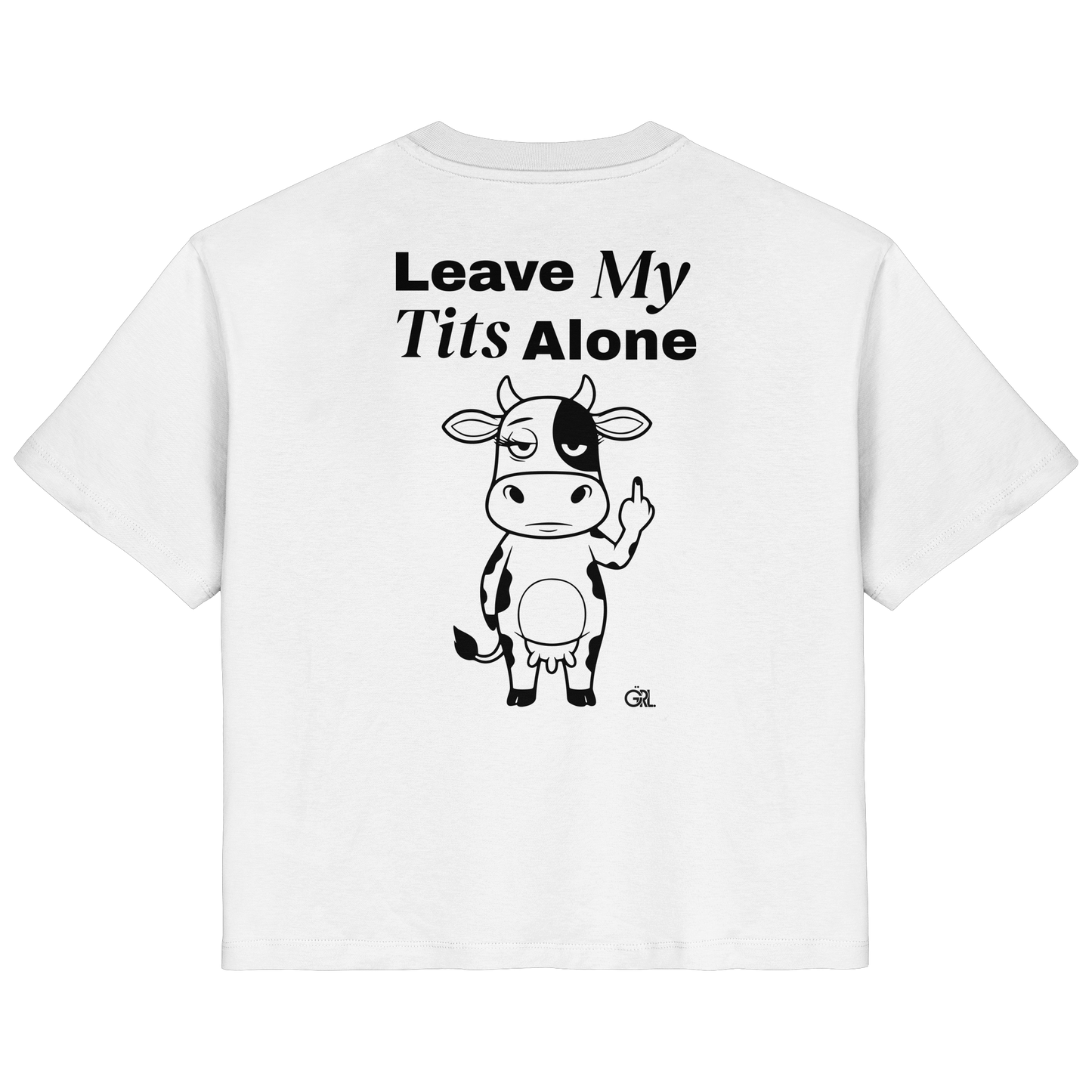 Finger Cow Rücken-Print – Weiss Fitted Shirt | GÖRL Feminist Statement Wear Berlin