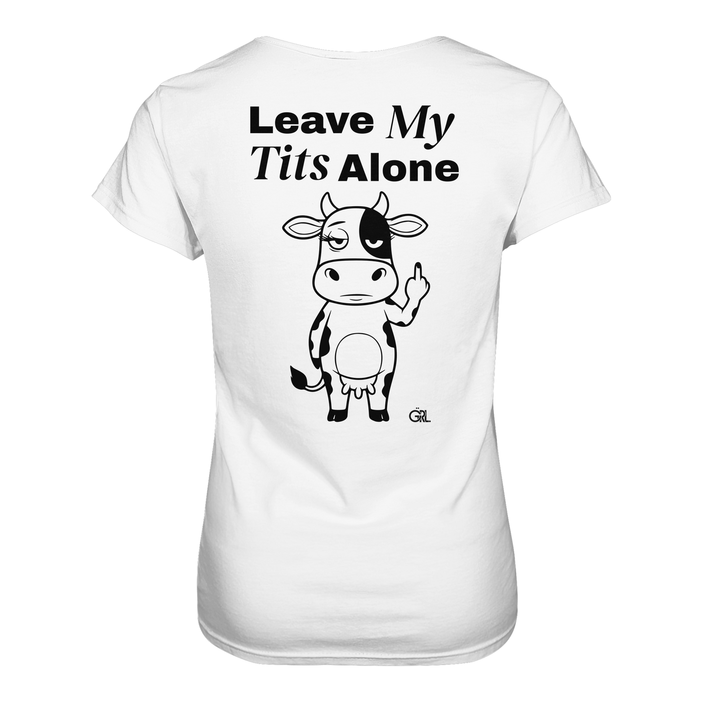Finger Cow Rücken-Print – Weiss Fitted Shirt | GÖRL Feminist Statement Wear Berlin