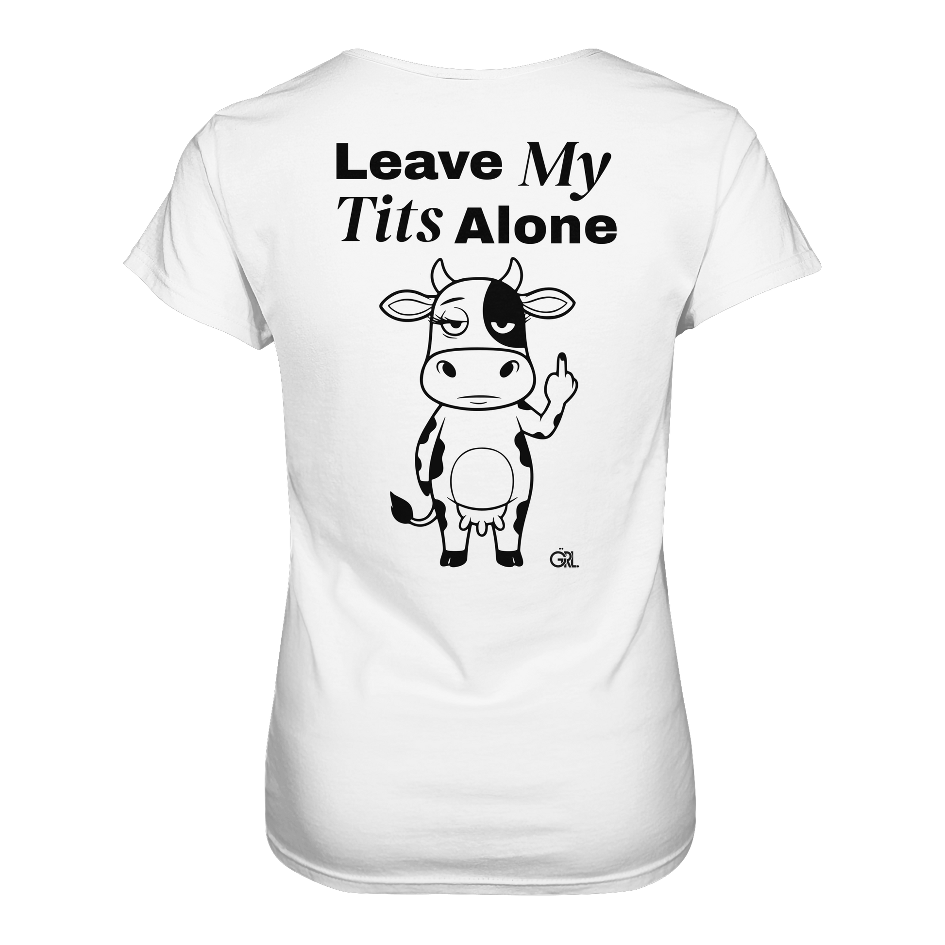Finger Cow Rücken-Print – Weiss Fitted Shirt | GÖRL Feminist Statement Wear Berlin