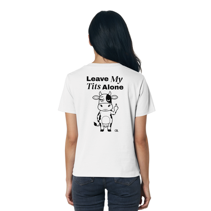 Finger Cow Rücken-Print – Weiss Fitted Shirt | GÖRL Feminist Statement Wear Berlin