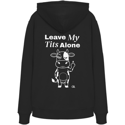 Finger Cow Rücken-Print – Schwarz Hoodie | GÖRL Feminist Statement Wear Berlin