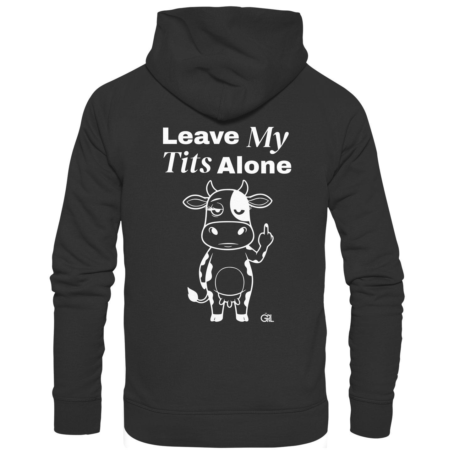 Finger Cow Rücken-Print – Schwarz Hoodie | GÖRL Feminist Statement Wear Berlin