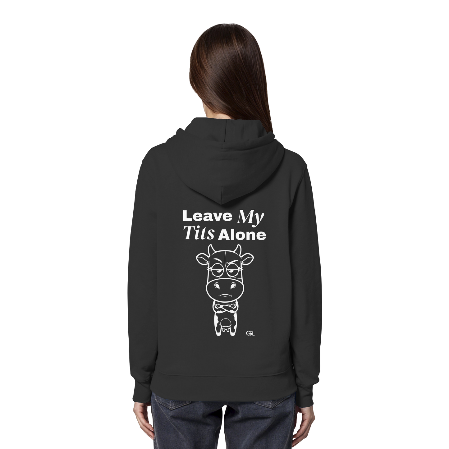 Annoyed Cow Rücken-Print – Schwarz Hoodie | GÖRL Feminist Statement Wear Berlin