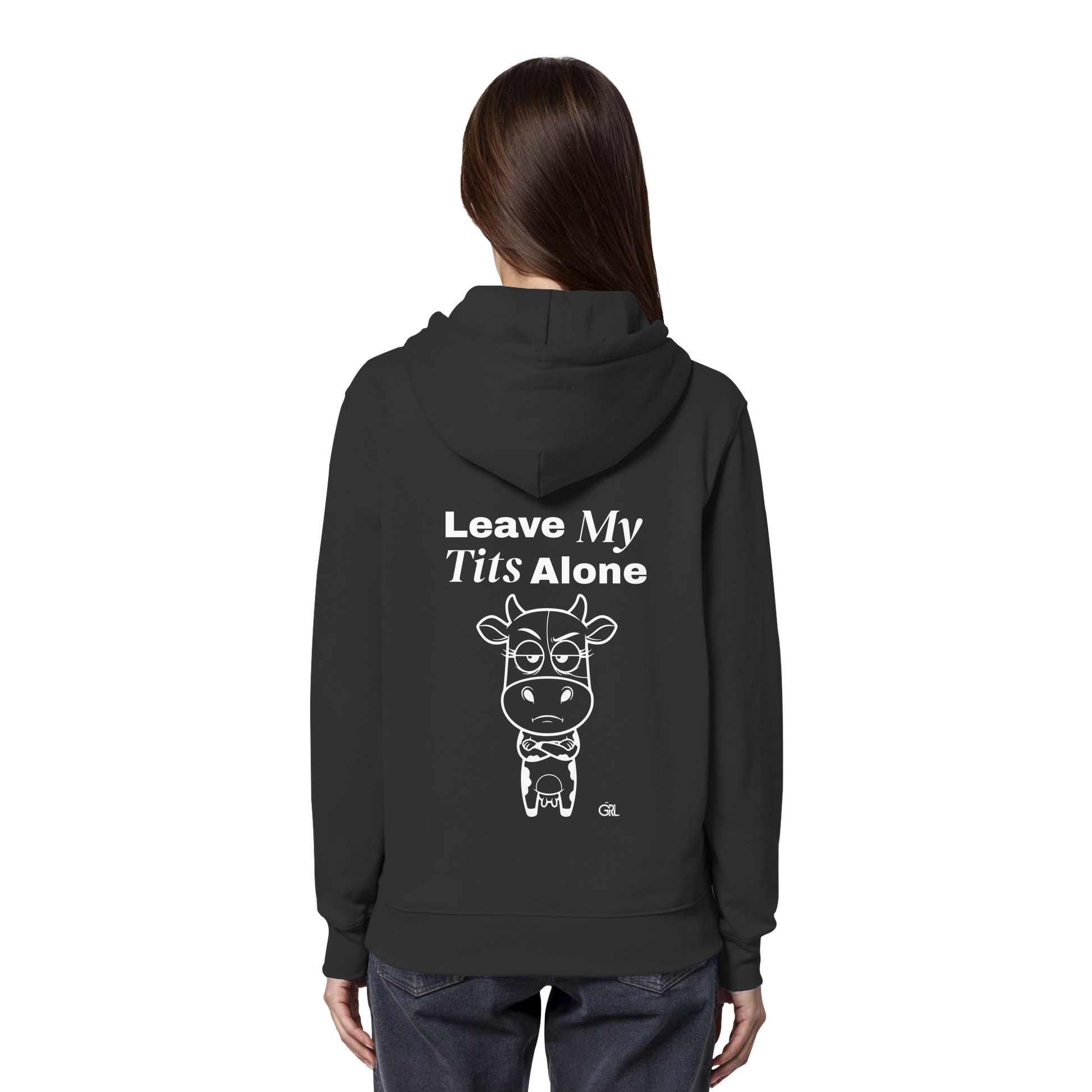 Annoyed Cow Rücken-Print – Schwarz Hoodie | GÖRL Feminist Statement Wear Berlin