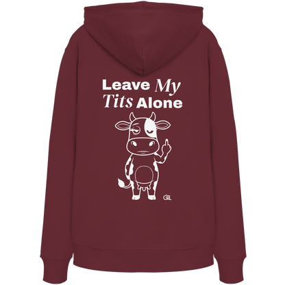 Finger Cow Rücken-Print – Burgundy Hoodie | GÖRL Feminist Statement Wear Berlin