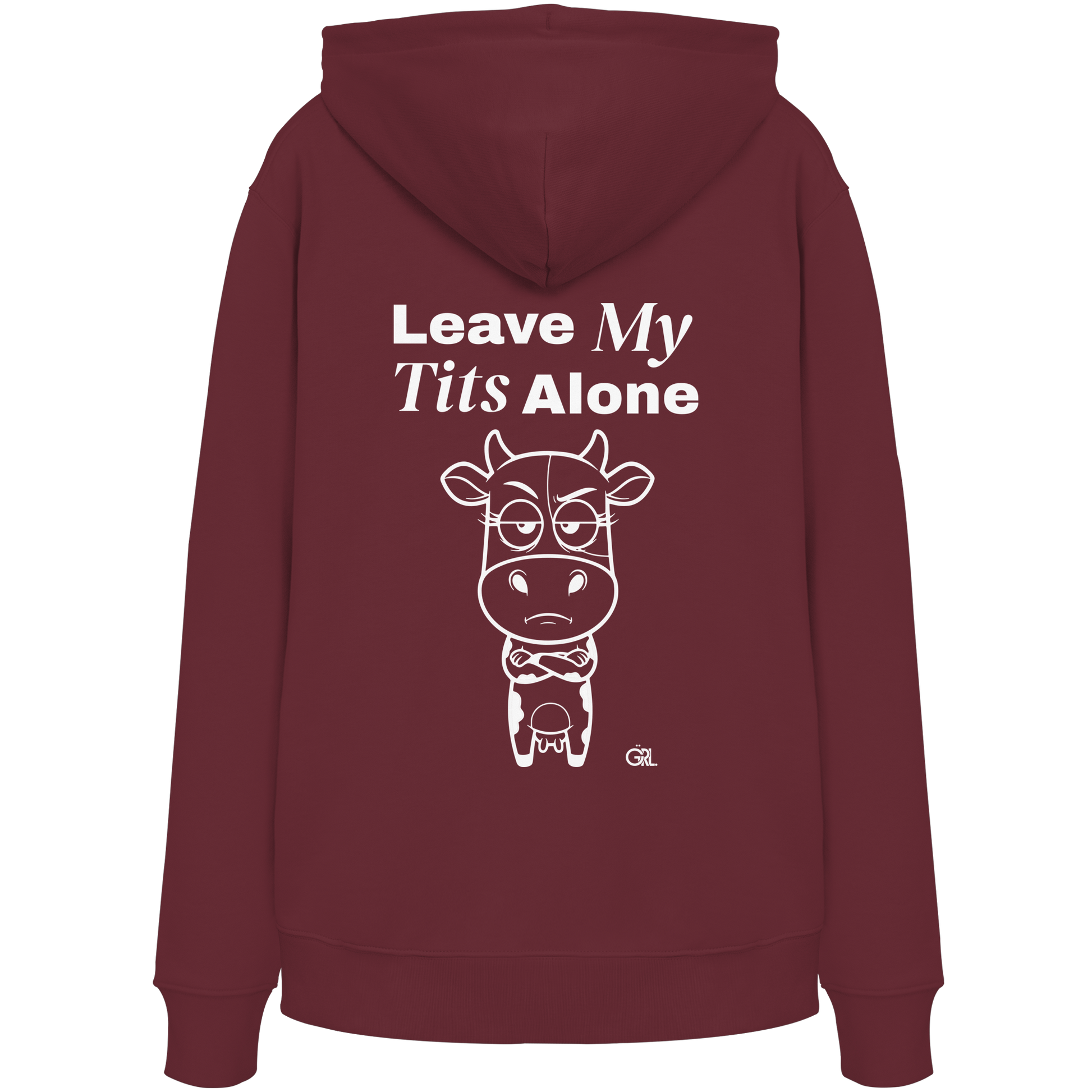 Annoyed Cow Rücken-Print – Burgundy Hoodie | GÖRL Feminist Statement Wear Berlin