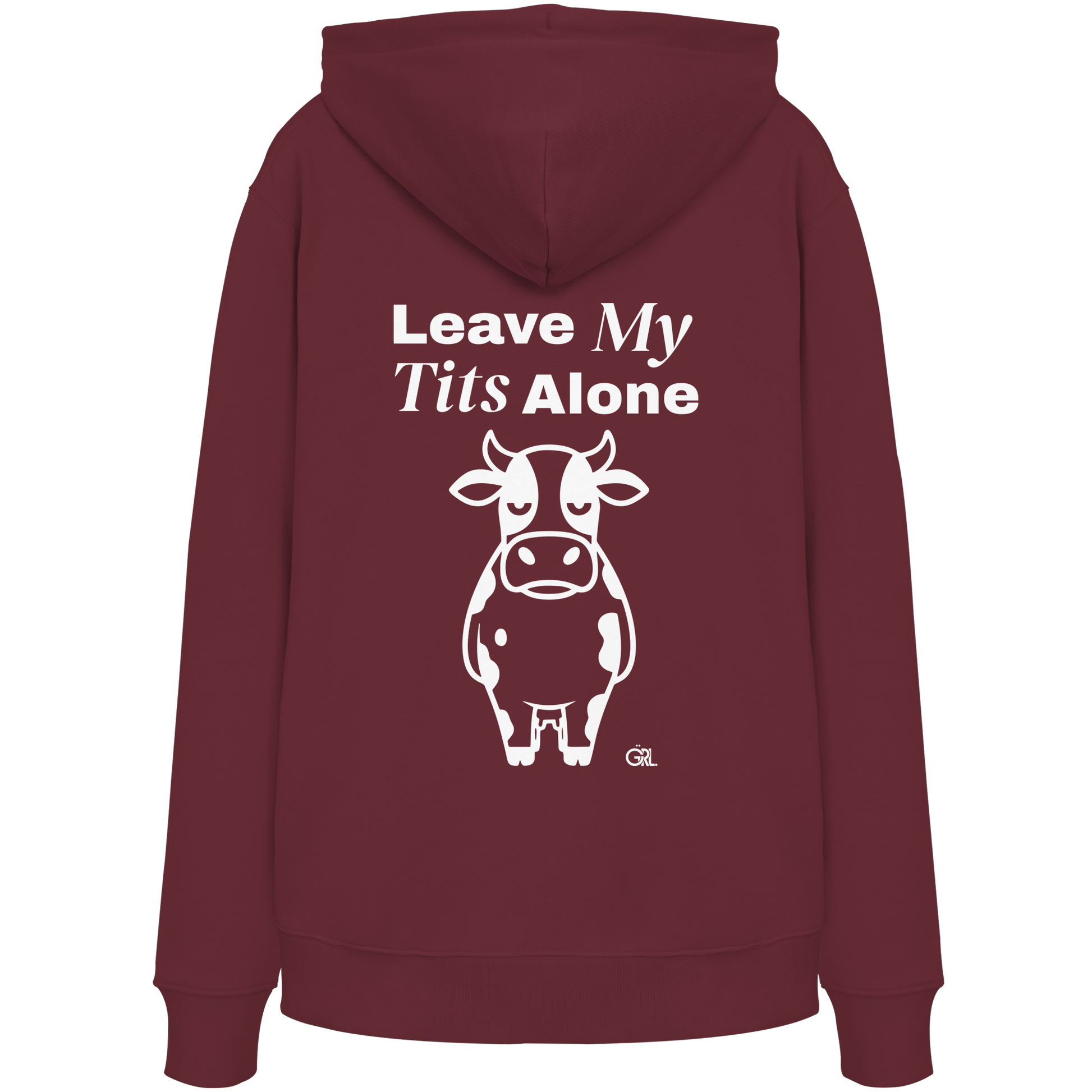 Angry Cow Rücken-Print – Burgundy Hoodie | GÖRL Feminist Statement Wear Berlin