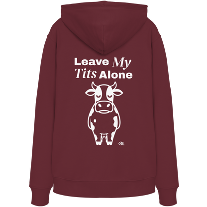Angry Cow Rücken-Print – Burgundy Hoodie | GÖRL Feminist Statement Wear Berlin