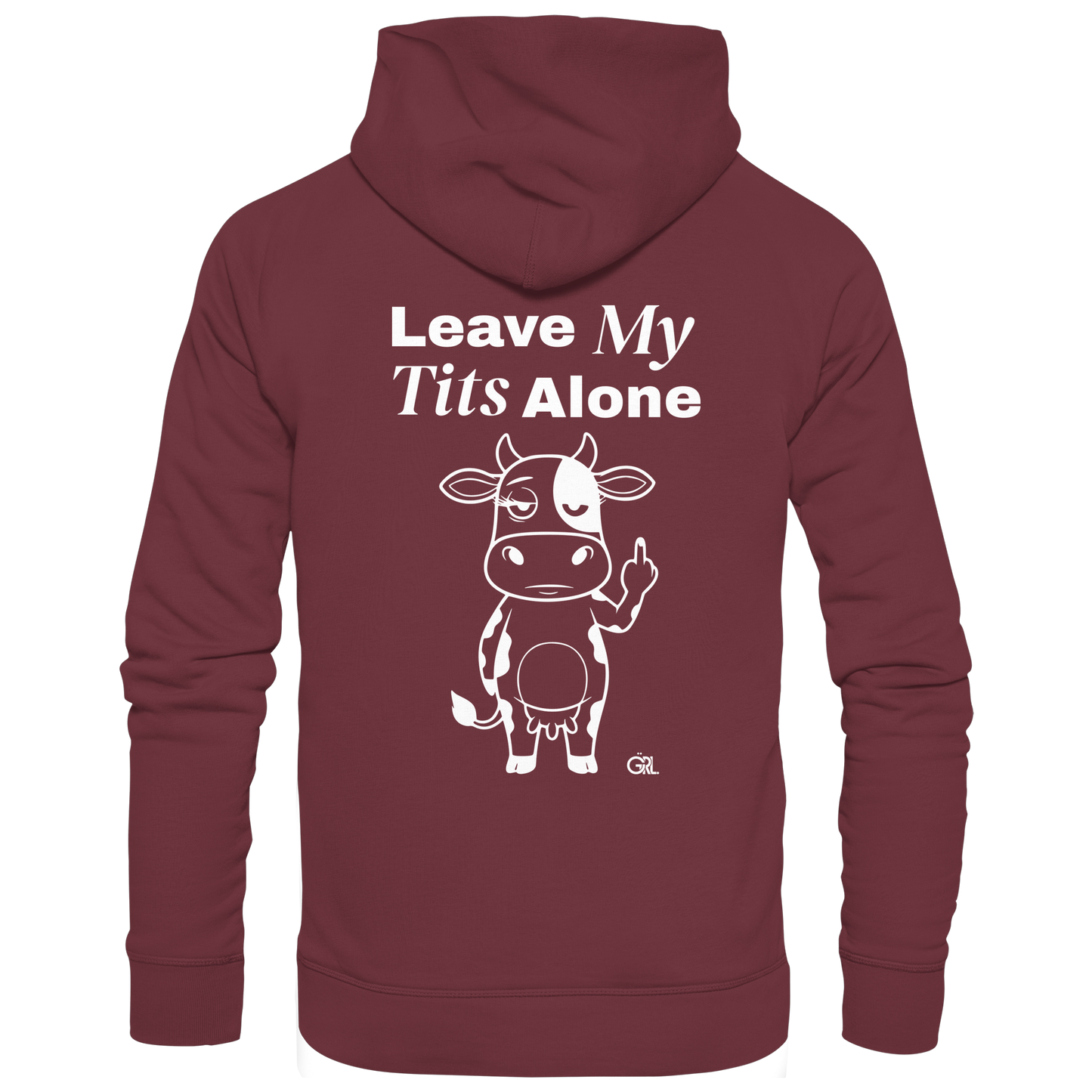 Finger Cow Rücken-Print – Burgundy Hoodie | GÖRL Feminist Statement Wear Berlin