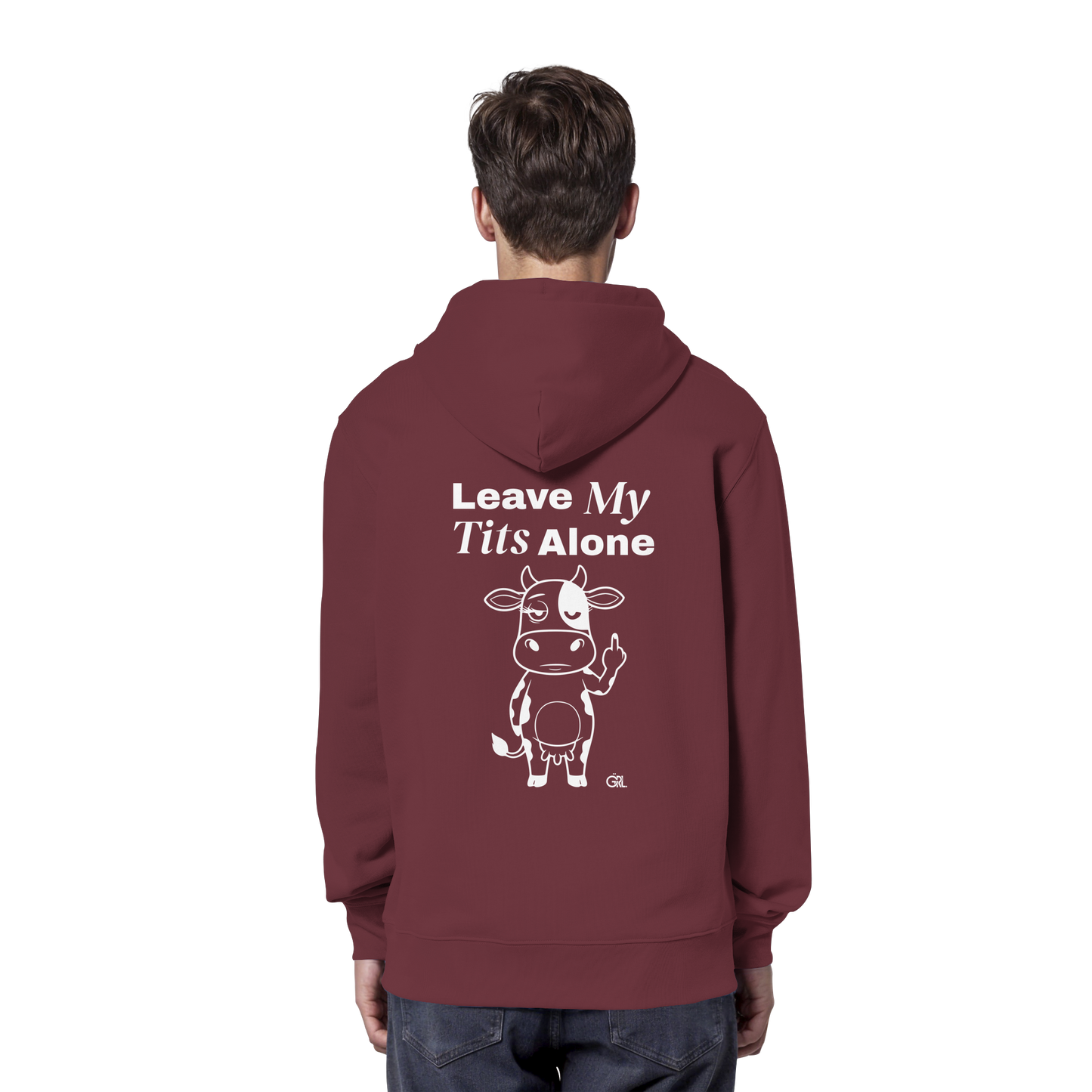 Finger Cow Rücken-Print – Burgundy Hoodie | GÖRL Feminist Statement Wear Berlin