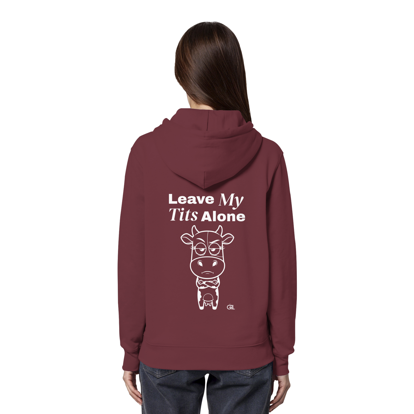 Annoyed Cow Rücken-Print – Burgundy Hoodie | GÖRL Feminist Statement Wear Berlin