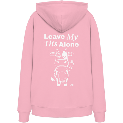 Finger Cow Rücken-Print – Cotton Pink Hoodie | GÖRL Feminist Statement Wear Berlin