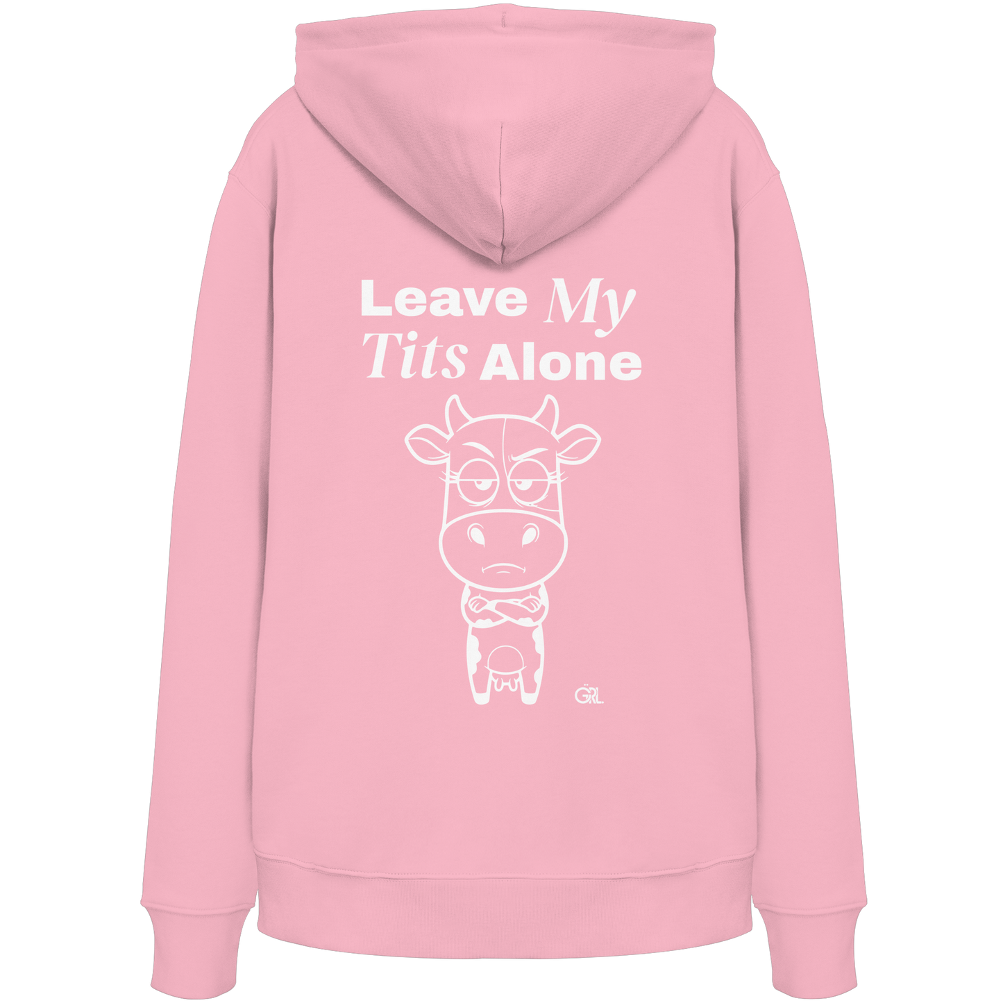 Annoyed Cow Rücken-Print – Cotton Pink Hoodie | GÖRL Feminist Statement Wear Berlin