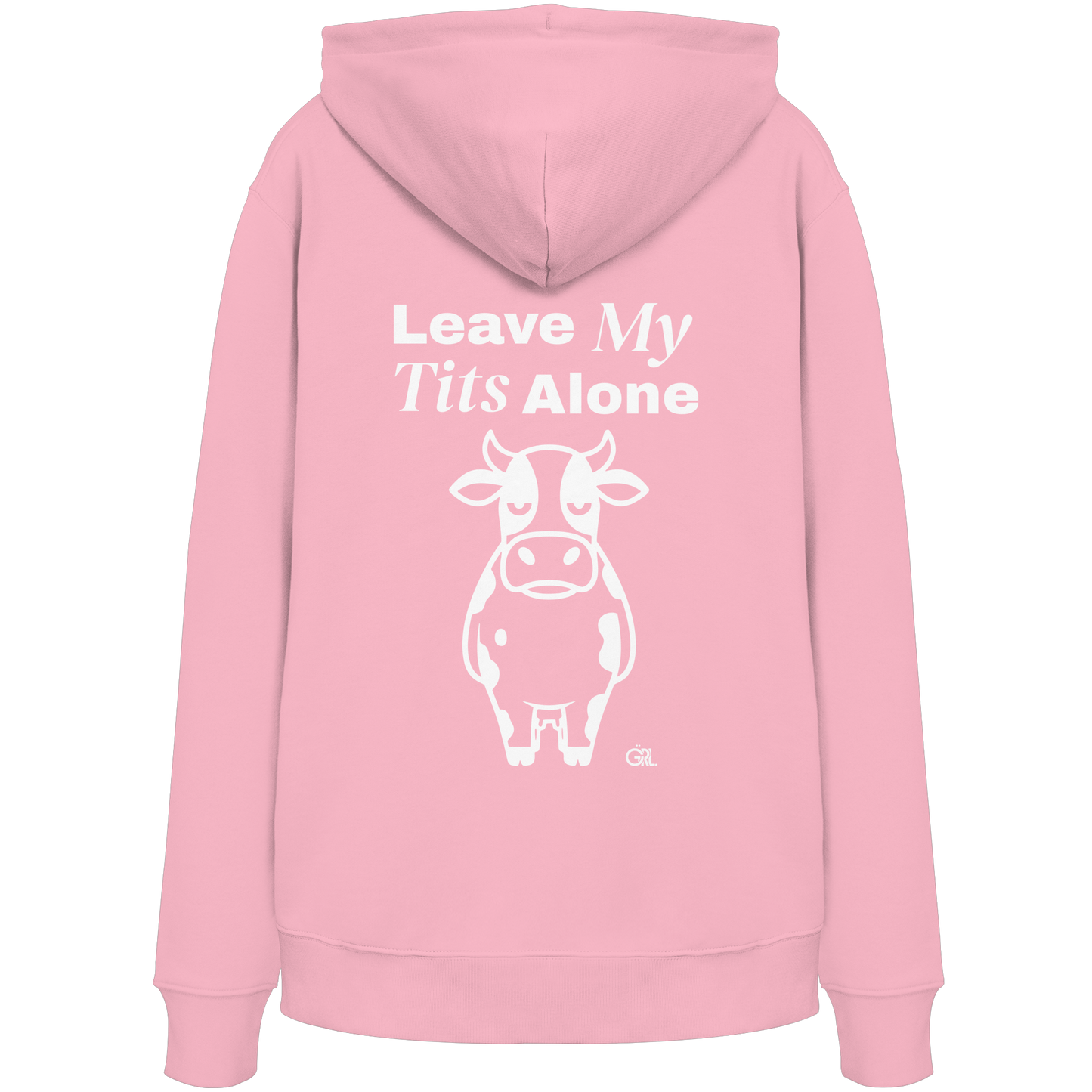 Angry Cow Rücken-Print – Cotton Pink Hoodie | GÖRL Feminist Statement Wear Berlin