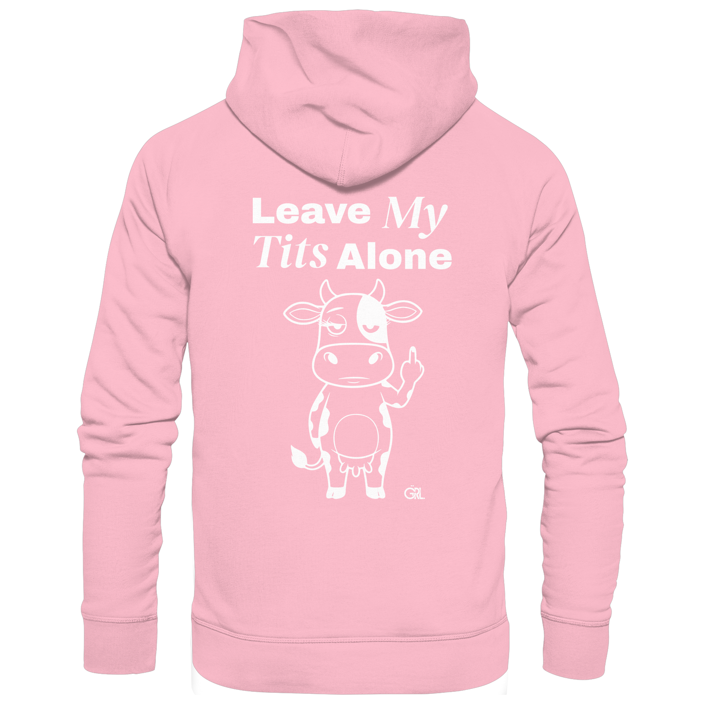 Finger Cow Rücken-Print – Cotton Pink Hoodie | GÖRL Feminist Statement Wear Berlin