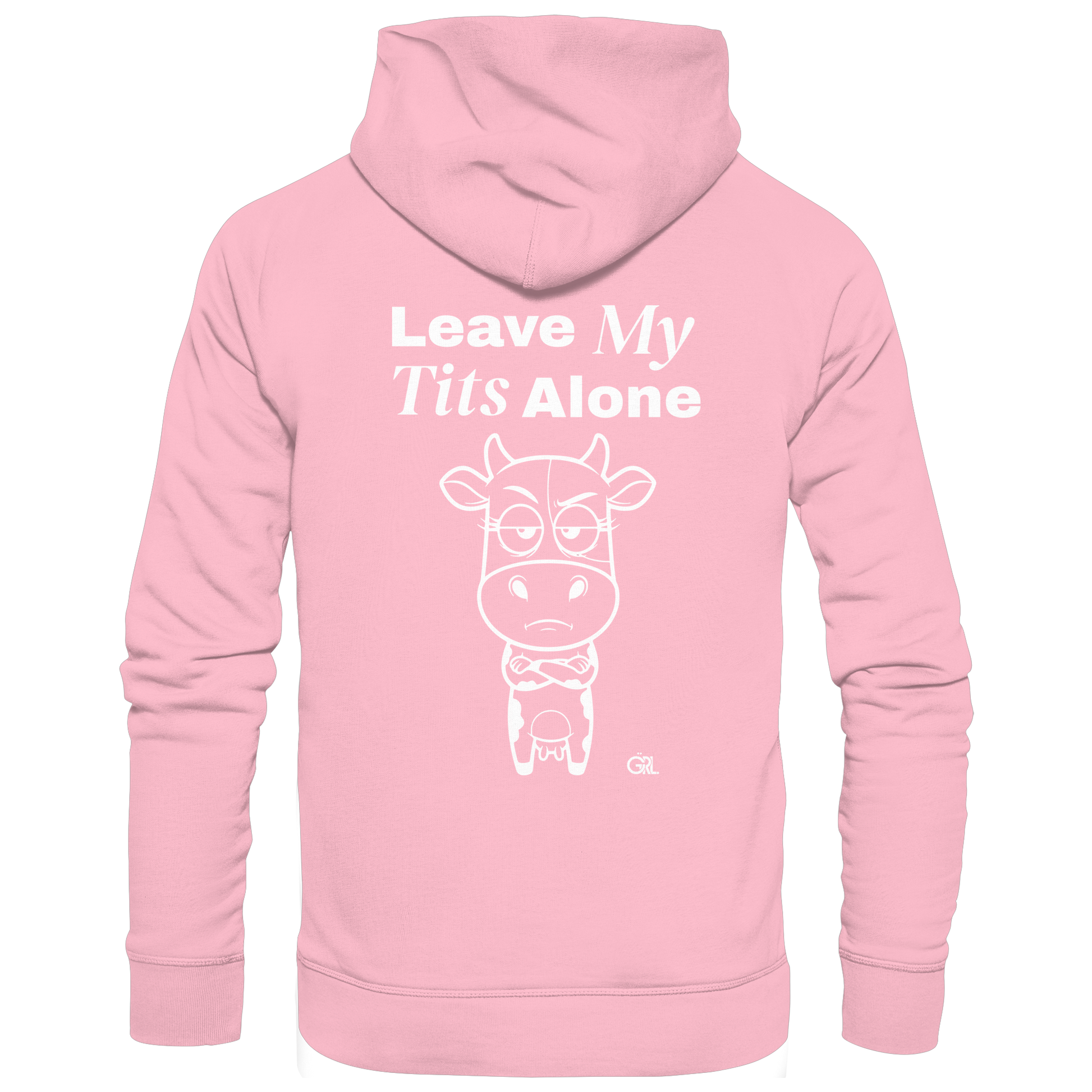 Annoyed Cow Rücken-Print – Cotton Pink Hoodie | GÖRL Feminist Statement Wear Berlin