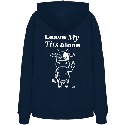 Finger Cow Rücken-Print – French Navy Hoodie | GÖRL Feminist Statement Wear Berlin