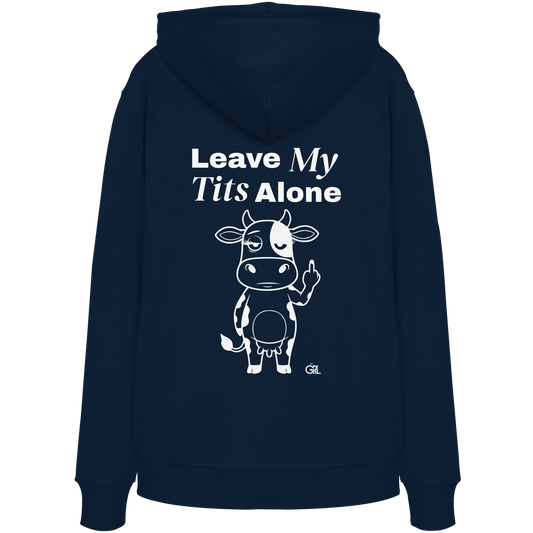 Finger Cow Rücken-Print – French Navy Hoodie | GÖRL Feminist Statement Wear Berlin