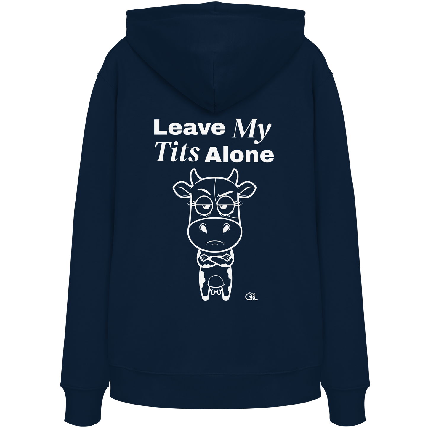 Annoyed Cow Rücken-Print – French Navy Hoodie | GÖRL Feminist Statement Wear Berlin